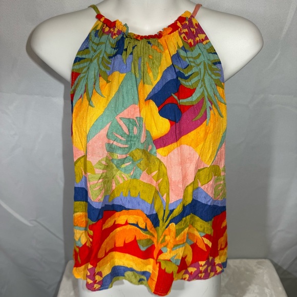 Christian Siriano Tops - Christian Siriano Tropical Print Halter Tank Top S Multicolor Rayon Resort